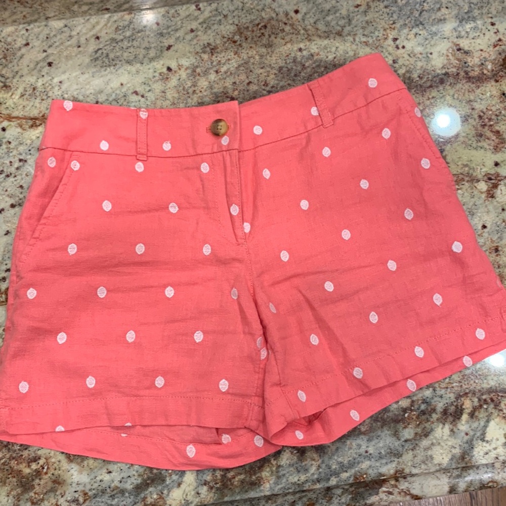 Loft Pink Polka Dot Linen Blend Short